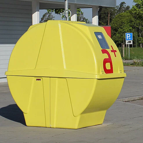 Recycling bin at highway rest area