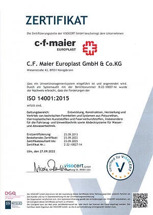 Certificate ISO 14001