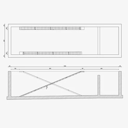 Construction drawing of an amphibian stairway